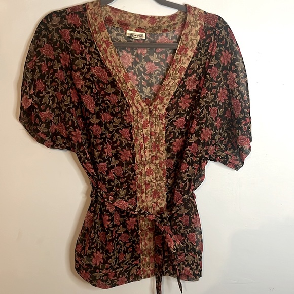 Converse One Star Floral Blouse with Belt and Buttons Medium - Picture 1 of 6